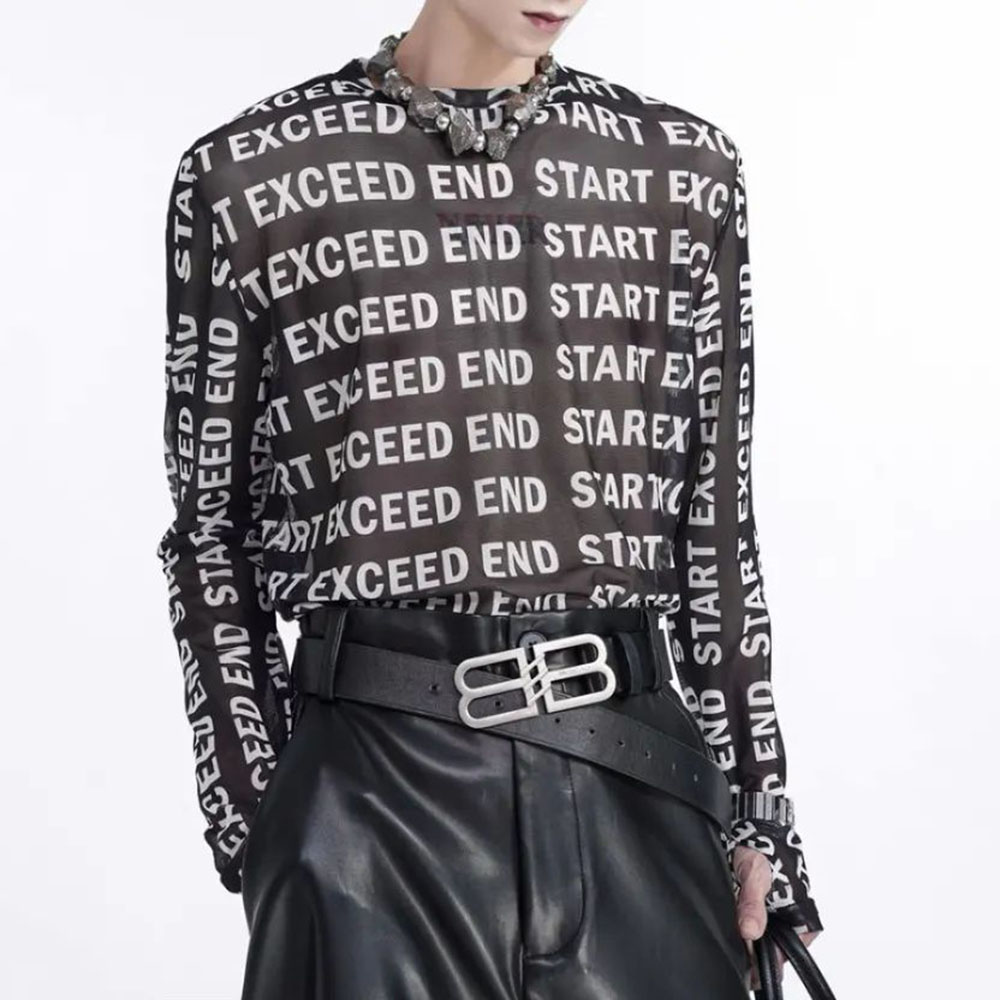 Street Fashion For Boy - Camisa masculina de engranzamento com letras