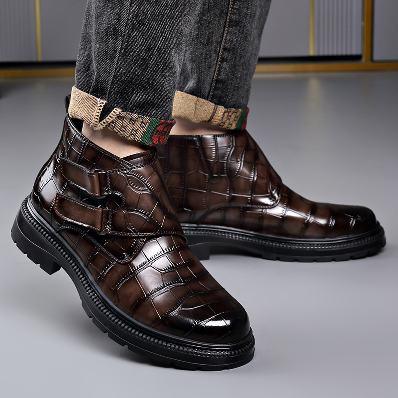 Street Fashion Style Male - Botas de Couro Masculinas, Calçados Casuais