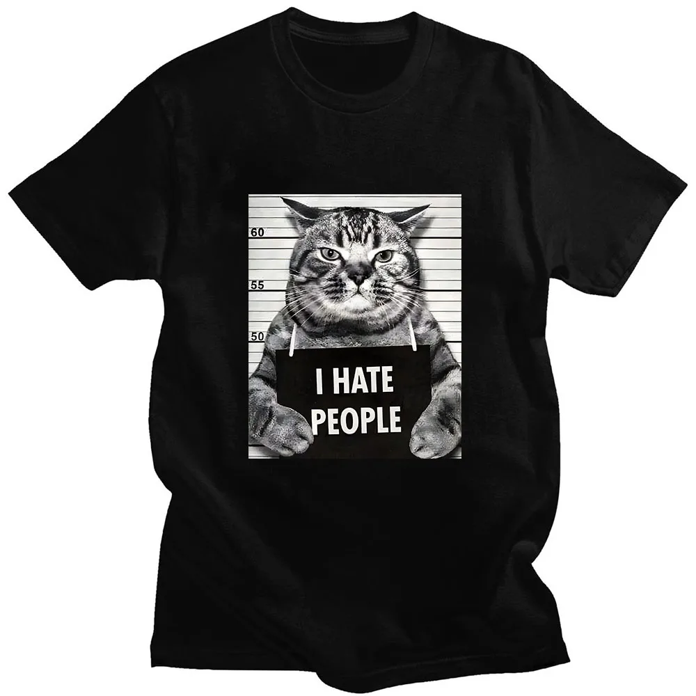 Street Fashion Asian - Camiseta com estampa de gato divertida,