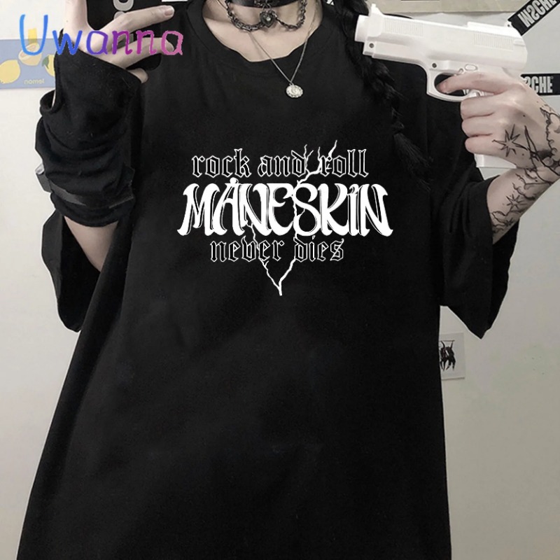 Street Fashion Asian - Camisa de grandes dimensões gráfico maneskin