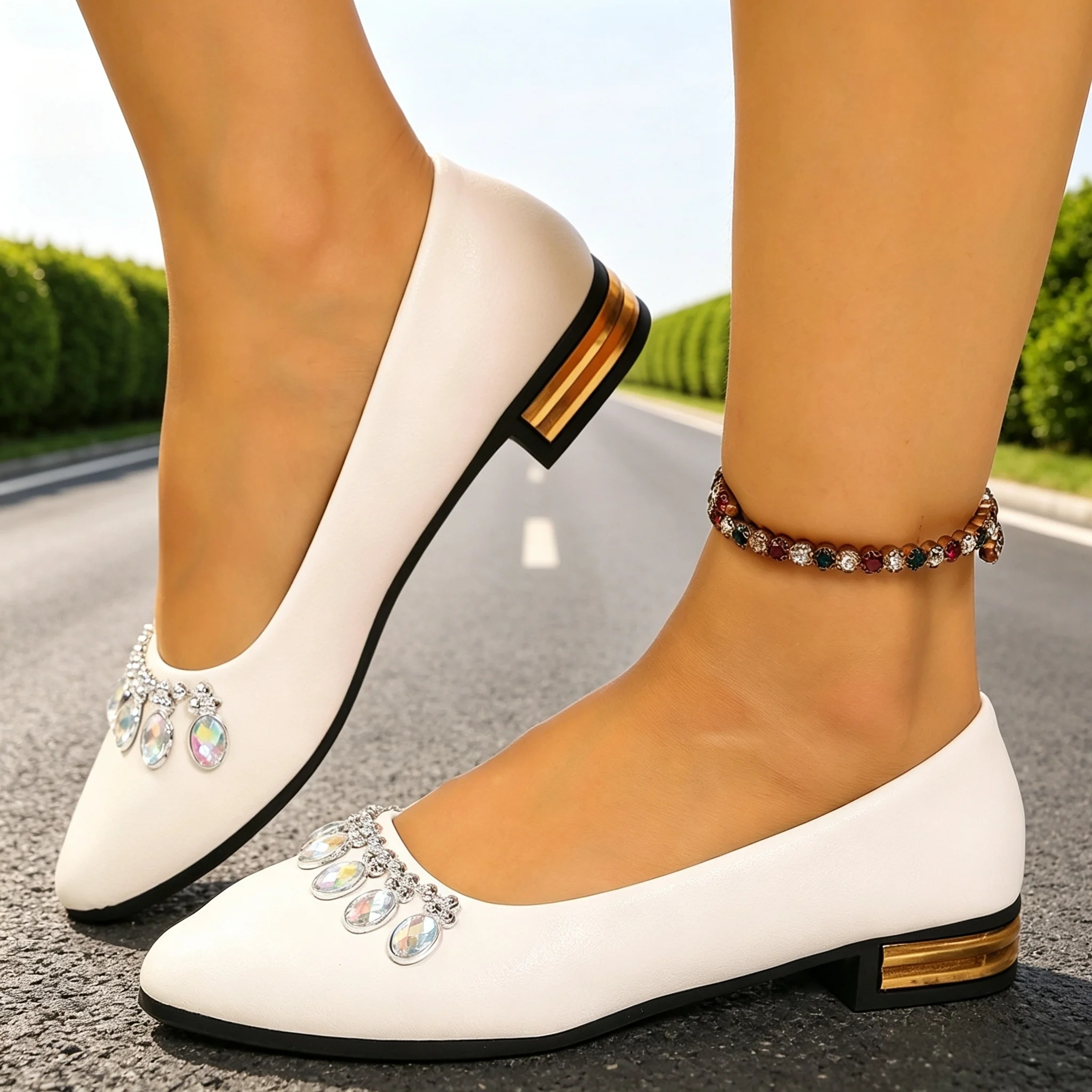 Street Fashion Shoes - Sapatilhas Femininas de Bico Fino, Tamanhos