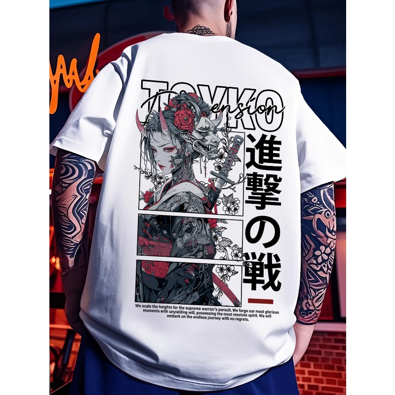 Japanese Street Fashion Female - Camiseta Masculina Casual Esportiva Estilo Y2K