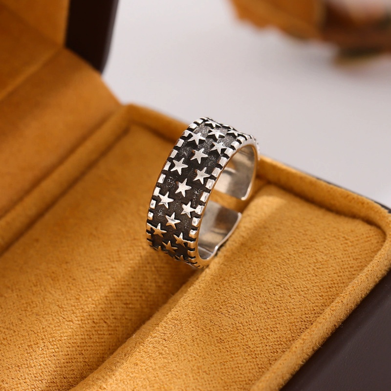 Street Fashion Rings - Anel aberto de prata 925, estilo