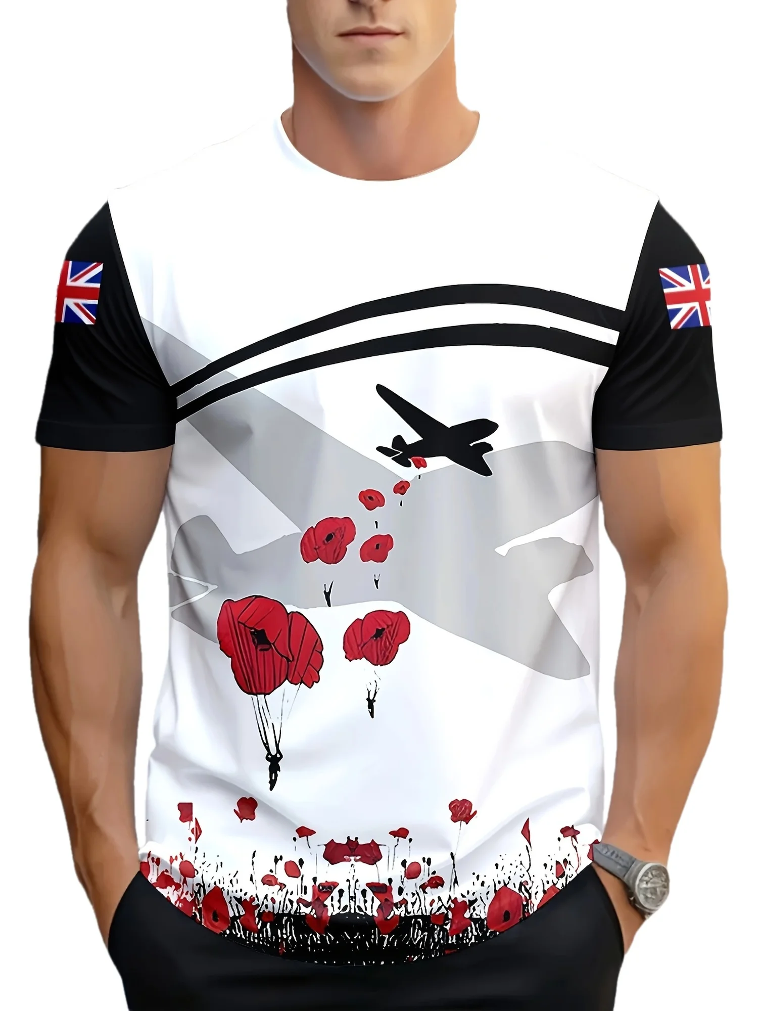 Street Fashion Uk - Camiseta Masculina Casual com Estampa de