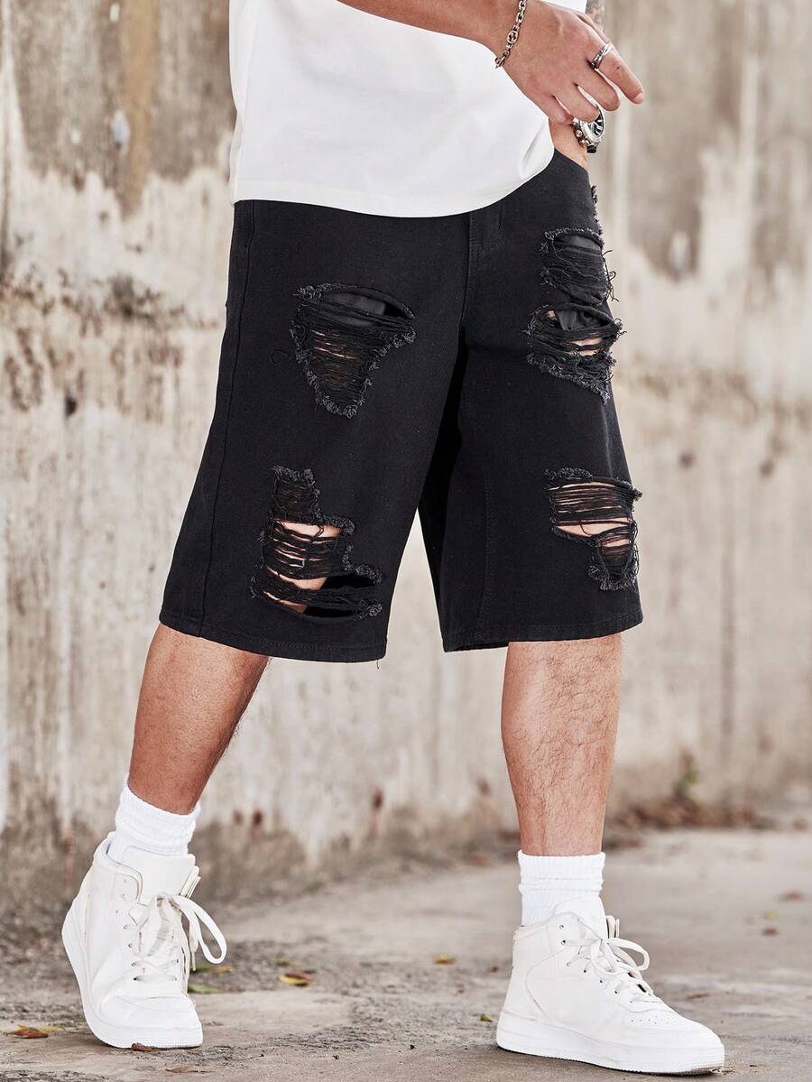 Distressed Jean Rip - Shorts Jeans Masculinos Manfinity Homme Casuais