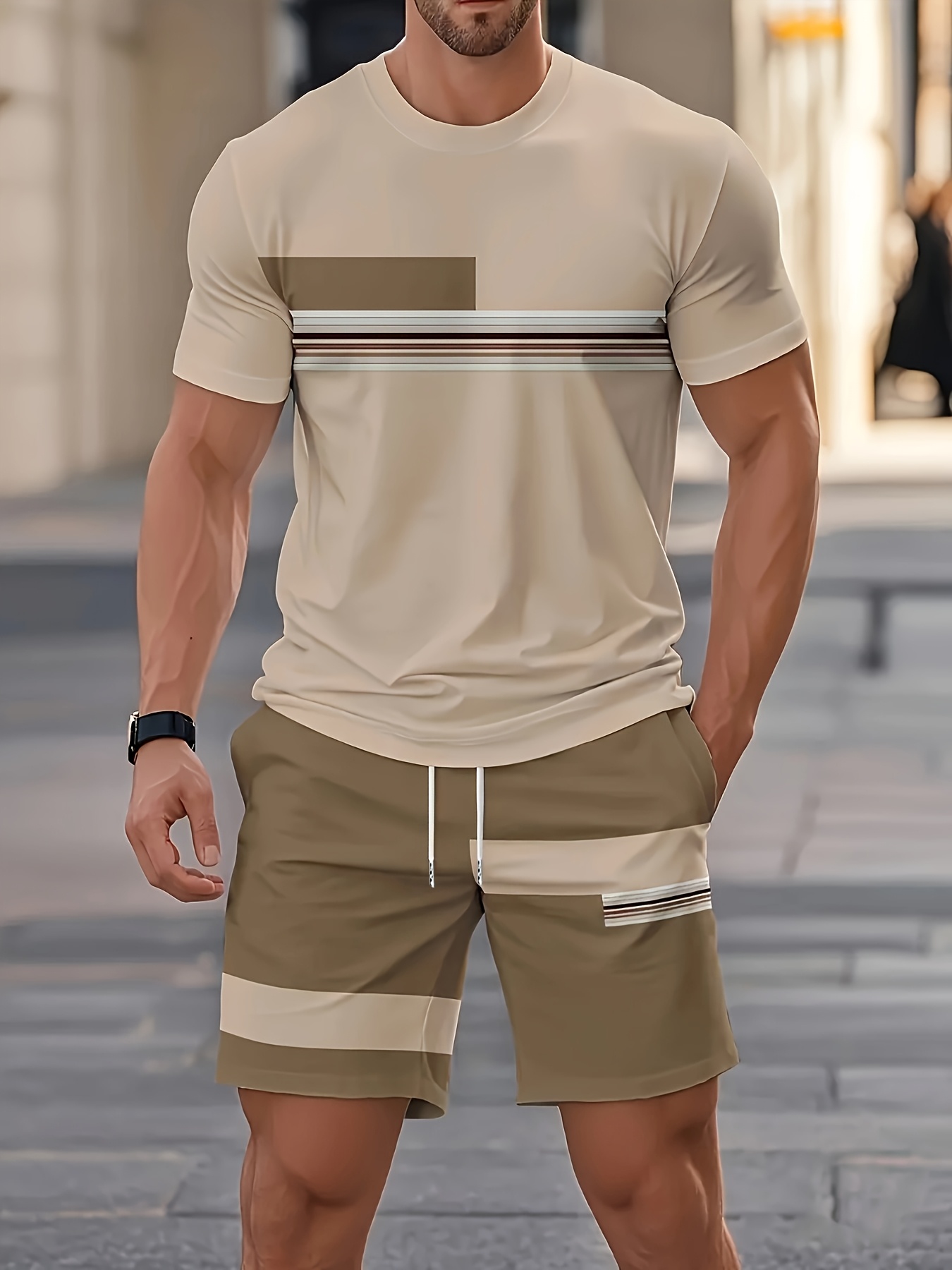 Street Fashion Outfit - Conjuntos masculinos de verão, casuais, com