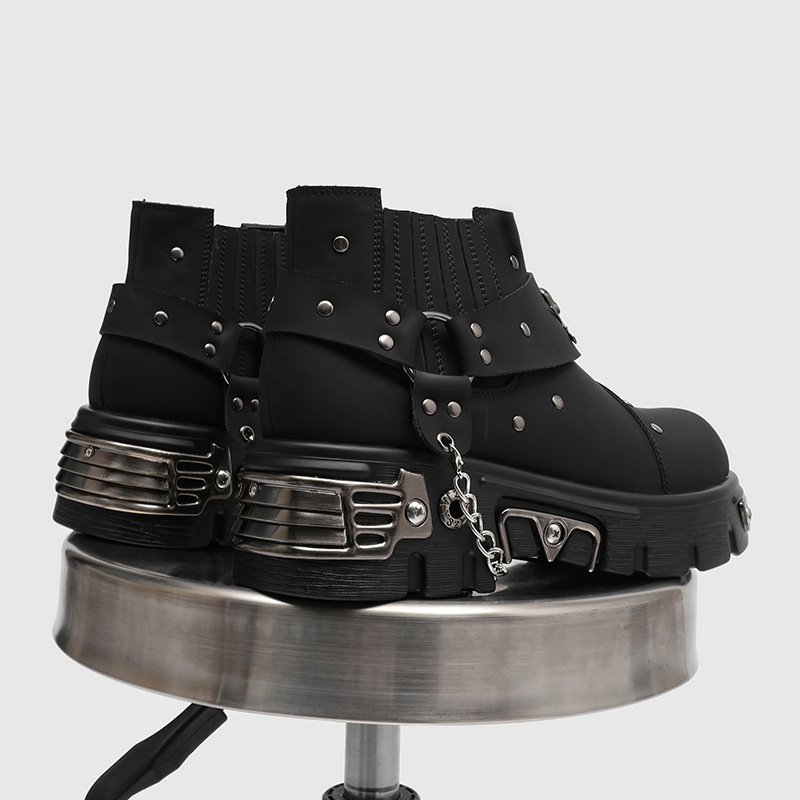 Street Fashion Style Male - Botas de Motocicleta Masculinas em Patchwork