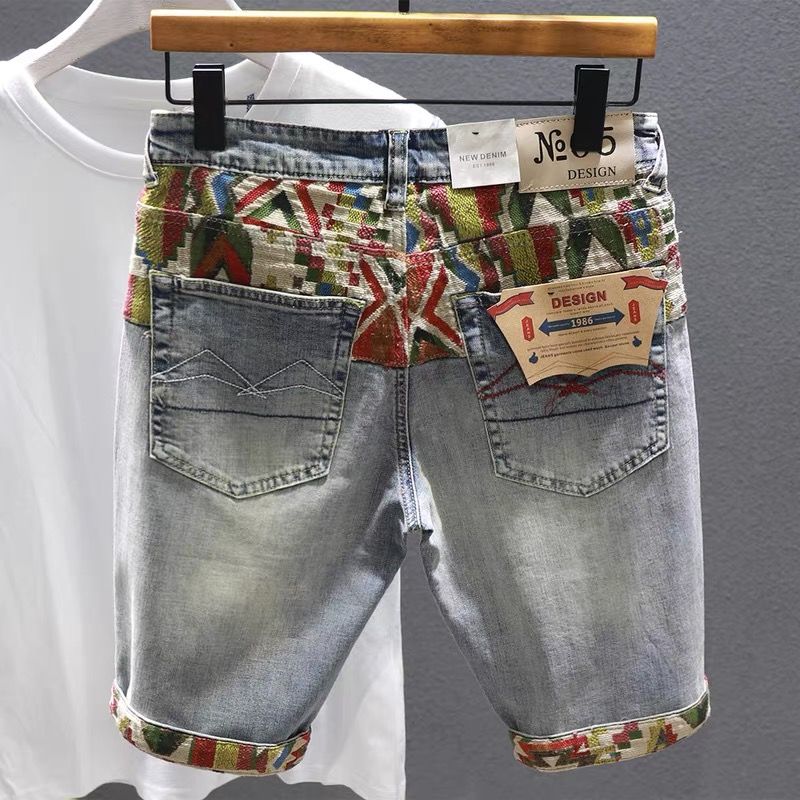 Distressed Jean Rip - Shorts jeans multicoloridos para homens, calças