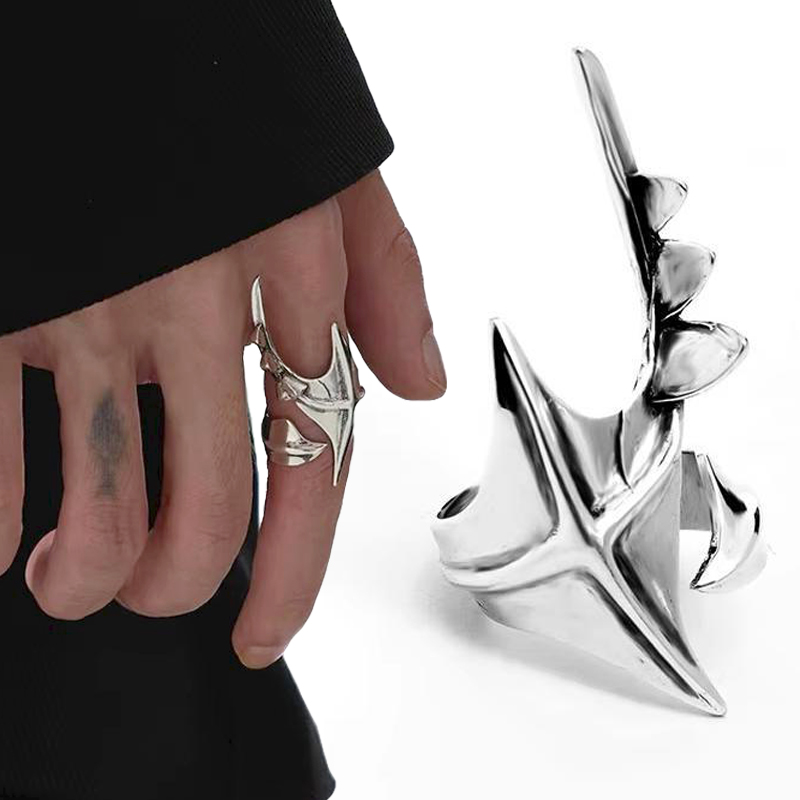 Street Fashion Rings - Anel irregular alienígena cyberpunk unissex hip-hop