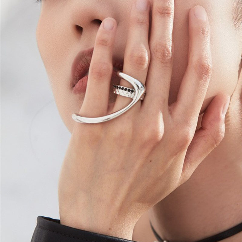 VENTFILLE-925 Anel de Dupla Ca - Street Fashion Rings avaliação e preço