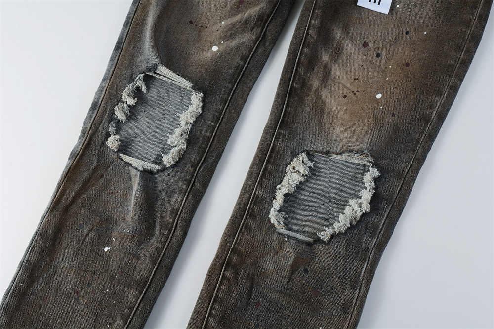 Jeans Masculinos Americanos de - Distressed Jean Rip avaliação e preço