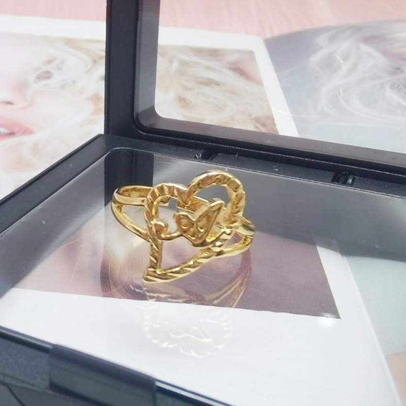 Duoying-Custom Initial Letter  - Street Fashion Rings avaliação e preço
