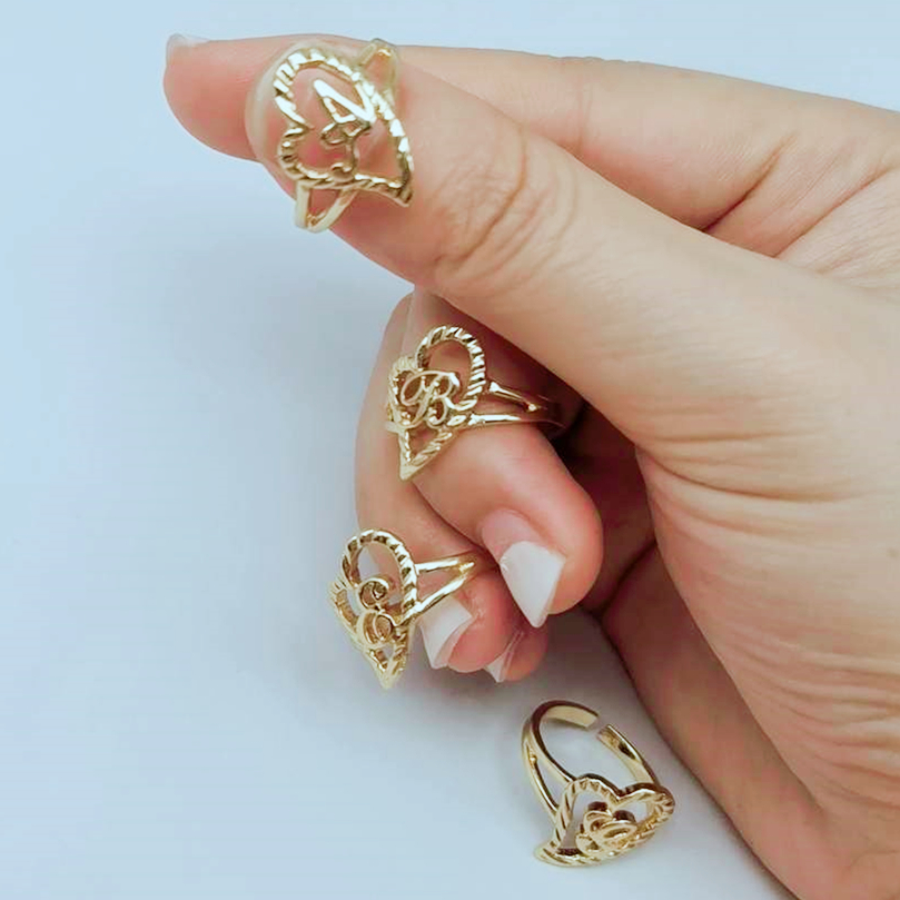 Duoying-Custom Initial Letter  - Street Fashion Rings avaliação e preço