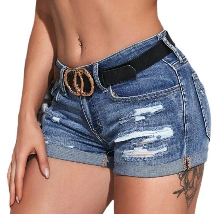 Shorts Jeans de Cintura Alta L - Distressed Jean Rip avaliação e preço