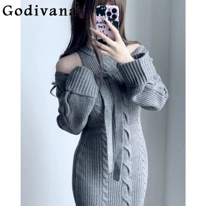 Novo Vestido Feminino de Tricô - Japanese Street Fashion Female avaliação e preço