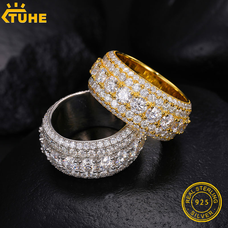 Tuhe unissex iced out moissani - Street Fashion Rings avaliação e preço