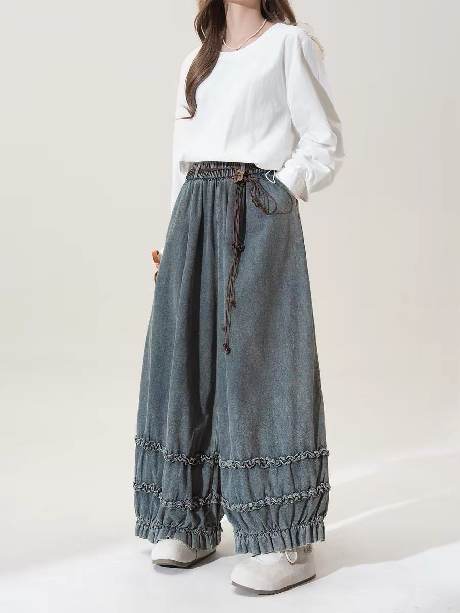 Calças Femininas Largas de Cor - Japanese Street Fashion Female avaliação e preço