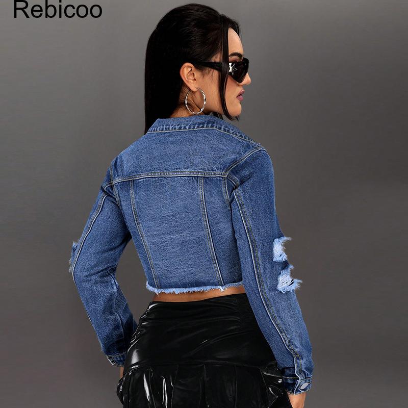 Jaqueta Jeans Cropped Feminina - Distressed Jean Rip avaliação e preço
