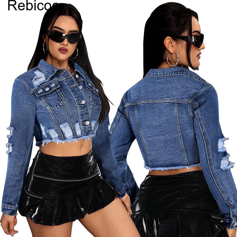 Jaqueta Jeans Cropped Feminina - Distressed Jean Rip avaliação e preço