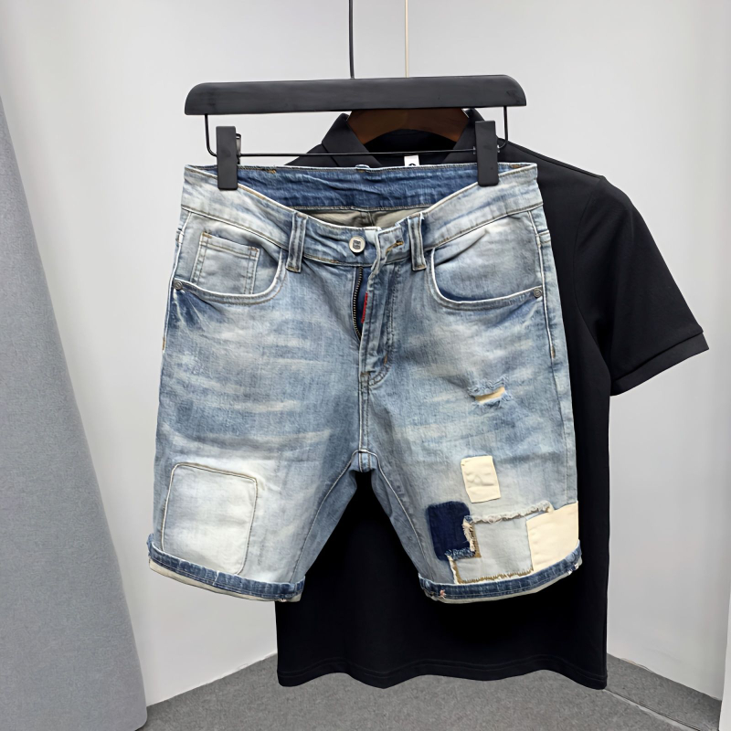 Reto masculino denim shorts ra - Distressed Jean Rip avaliação e preço