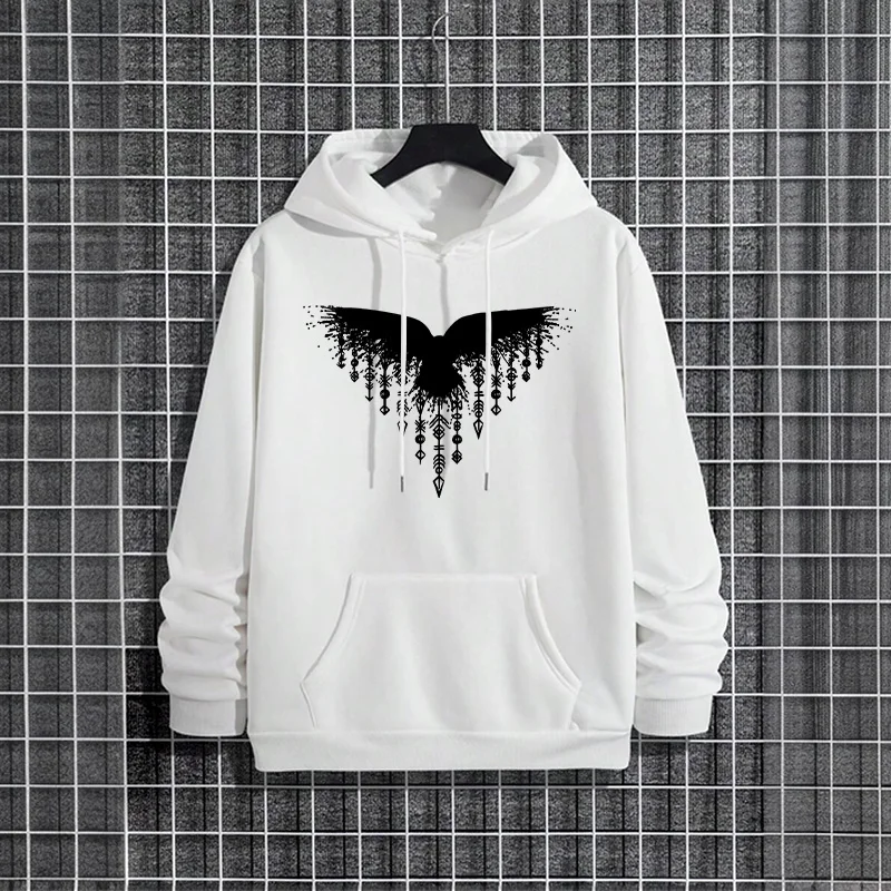 Raven impresso moletom com cap - Street Fashion Style Male avaliação e preço