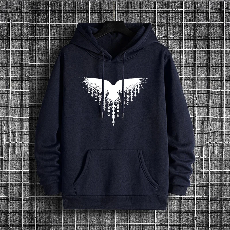Raven impresso moletom com cap - Street Fashion Style Male avaliação e preço
