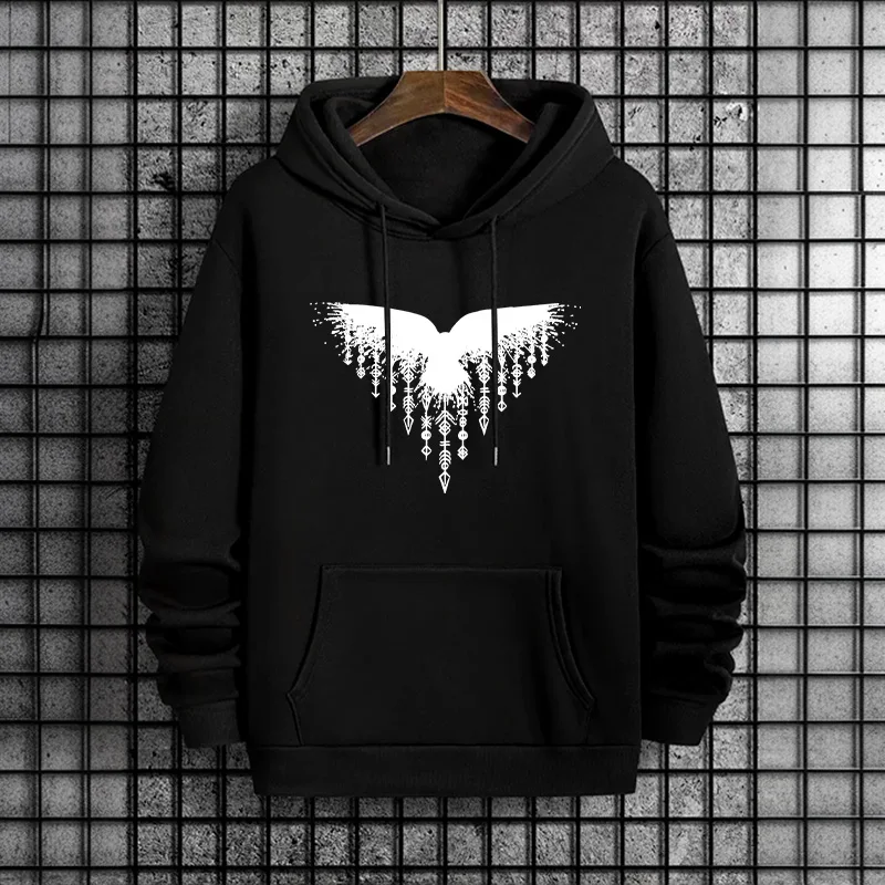 Raven impresso moletom com cap - Street Fashion Style Male avaliação e preço